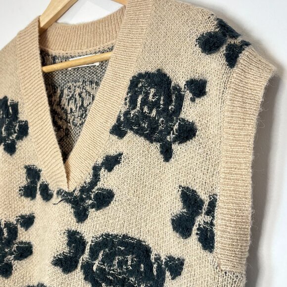 Anthropologie Distressed Boho Neutral Wool Blend Sweater Vest Size Small n47 - Picture 12 of 16